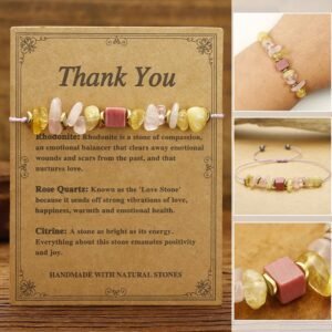 Thank You Rose Quartz Citrine Rhodonite Passionate Bracelet | Your Quiet Daily Anchor for Gentle Optimism | AetherFate