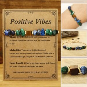 Buddha Stone Positive Vibes Malachite Tiger's Eye Lazurite Anti-anxiety Bracelet