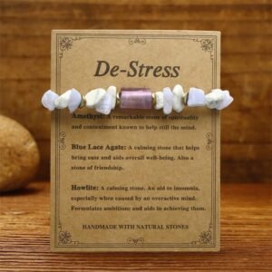 Quiet Calm, Worn Daily. Blue Lace Agate & Amethyst Bracelet by AetherFate