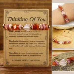 For When You Need Gentle Clarity | Thinking Of You Rose Quartz Rhodonite Carnelian Relationships Bracelet