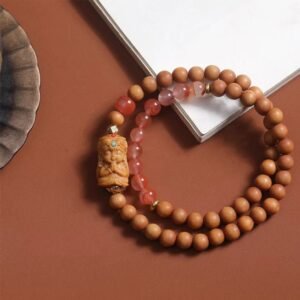 For When You Need Steady Presence | Tibetan Zakiram Goddess Of South Red Agate Sandalwood Fortune Bracelet