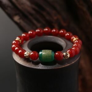 Red Agate Green Agate Buddhist Sutras Calm Bracelet | Your Quiet Daily Anchor for Steady Presence | AetherFate