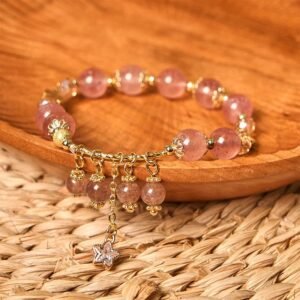 Soft Joy, Worn Daily. Strawberry Quartz Bracelet by AetherFate