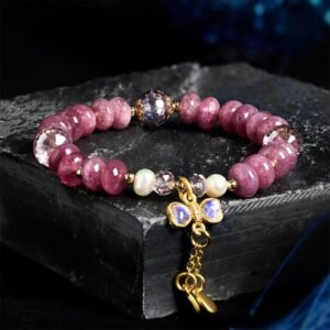 Gentle Clarity, Worn Daily. Rose Quartz Bow Peace Buckle Loving Bracelet by AetherFate