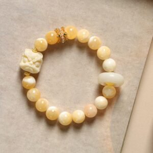 Amber Gray Agate Ivory Fruit Confidence Bracelet | Your Quiet Daily Anchor for Steady Presence | AetherFate