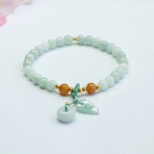 For When You Need Quiet Wisdom | Jade Beads Leaf Peace Buckle Prosperity Bracelet