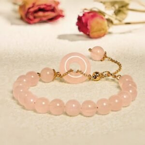 Buddha Stones Natural Pink Crystal Beads Peace Buckle Self-acceptance Bracelet