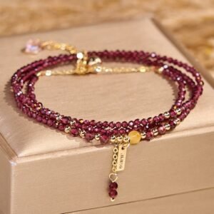 Small Garnet Passion Triple Wrap Bracelet | Your Quiet Daily Anchor for Inner Warmth | AetherFate