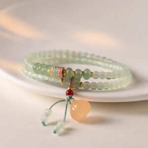 For When You Need Quiet Presence | Multiple Circles Aventurine Glass Lotus Pods Bamboo Positivity Bracelet