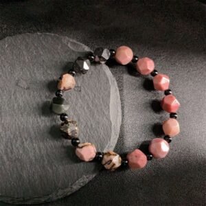 Rhodonite Black Line Red Spot Stone Polygon Beads Bracelet | Your Quiet Daily Anchor for Quiet Presence | AetherFate