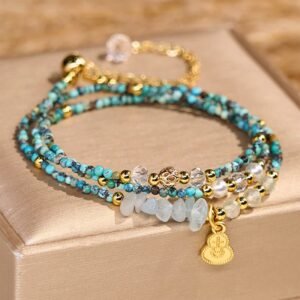 Gentle Serenity, Worn Daily. Turquoise Beaded Strength Triple Wrap Bracelet by AetherFate
