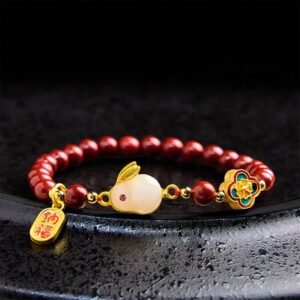 Gentle Warmth, Worn Daily. Cinnabar Cute Rabbit Bunny Fu Character Calm Bracelet by AetherFate