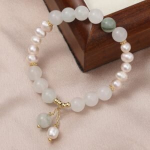 Quiet Wisdom, Worn Daily. Tianshan Jade Pearl Abundance Bracelet by AetherFate