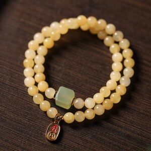For When You Need Quiet Wisdom | Topaz Beads Jade Cube Double Circle Bracelet