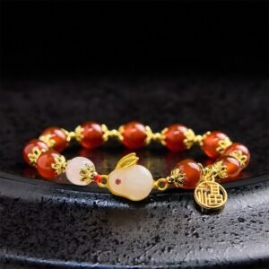Red Agate Chalcedony Rabbit Fu Character Confidence Bracelet | Your Quiet Daily Anchor for Steady Presence | AetherFate