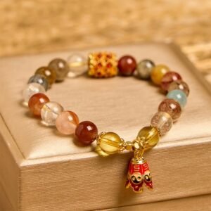 Gentle Clarity, Worn Daily. Colorful Rutilated Quartz Yin Yang Bracelet by AetherFate