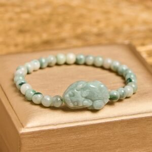 Quiet Wisdom, Worn Daily. Green Jade PiXiu Carved Bracelet by AetherFate