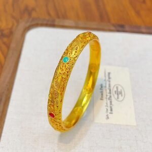 Quiet Warmth, Worn Daily. Copper Plated Gold Flowers Leaves Bracelet Bangle by AetherFate