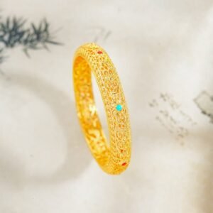 Copper Plated Gold Flowers Vine Pattern Bracelet Bangle 2.44 IN (62 MM) | Your Quiet Daily Anchor for Quiet Warmth | AetherFate