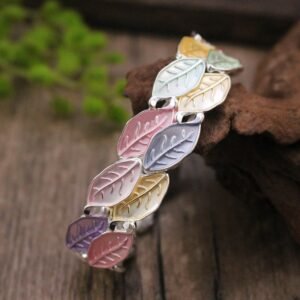 Colorful Leaves Alloy Elastic Bracelet Bangle | Your Quiet Daily Anchor for Quiet Presence | AetherFate