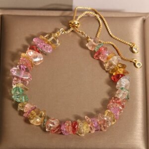 For When You Need Quiet Presence | Various Gravel Crystals White Crystal Blue Crystal Bracelet