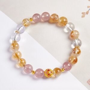 Strawberry Quartz & Clear Quartz Bracelet | Your Quiet Daily Anchor for Soft Joy | AetherFate