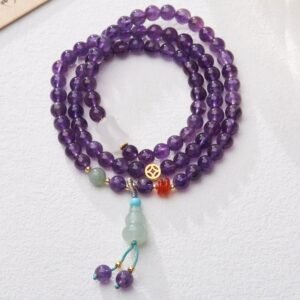 For When You Need Quiet Calm | Amethyst Beads Coin Hanging Gourd Chalcedony Lotus Balance Multi-layer Bracelet
