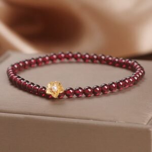 4mm Garnet Beads Flower Passion Bracelet | Your Quiet Daily Anchor for Inner Warmth | AetherFate