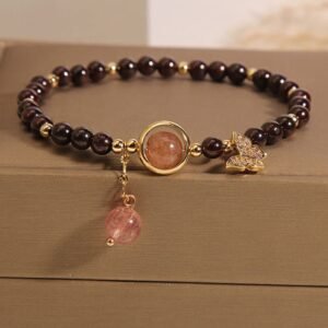 For When You Need Soft Joy — Strawberry Quartz & Garnet Bracelet | AetherFate