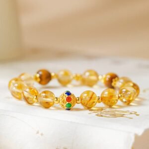 Sterling Silver Fu Character Citrine Tiger Eye Bracelet by AetherFate