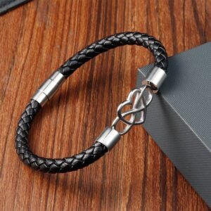 Endless Knot Heart Leather Titanium Steel Strength Buckle Bracelet | Your Quiet Daily Anchor for Quiet Presence | AetherFate