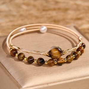 For When You Need Quiet Warmth | 14K Gold Filled Copper Tiger Eye Metal Cuff Bracelet Bangle