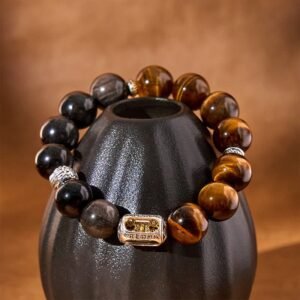 Steady Focus, Worn Daily. Tiger Eye & Obsidian Bracelet by AetherFate