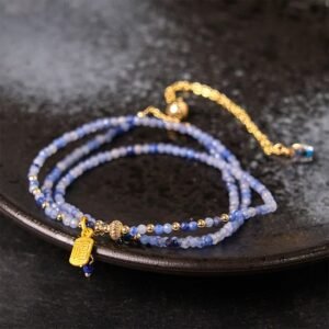 3mm Ultra-thin Beads Lazurite Triple Wrap Fu Character Positive Bracelet | Your Quiet Daily Anchor for Quiet Presence | AetherFate