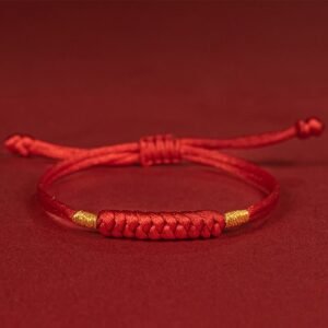 Quiet Presence, Worn Daily. Handmade Braided Red String Happy Knot Flat Knot Colorful Rope Bracelet by AetherFate
