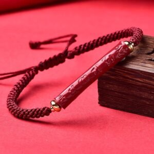For When You Need Gentle Warmth | Handmade Cinnabar Om Mani Padme Hum Heart Sutra Blessing Braided Bracelet