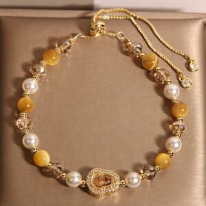 For When You Need Quiet Presence | Yellow Cat's Eye Stone Pearl Gourd Prosperity Bracelet