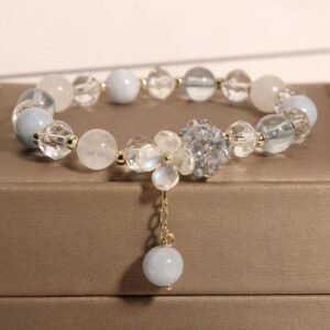 Aquamarine Yellow Cat's Eye Stone Flower Peace Bracelet | Your Quiet Daily Anchor for Quiet Presence | AetherFate