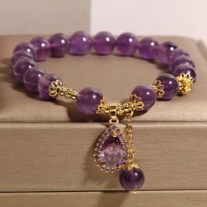 Quiet Calm, Worn Daily. Amethyst Water Drop Balance Bracelet by AetherFate