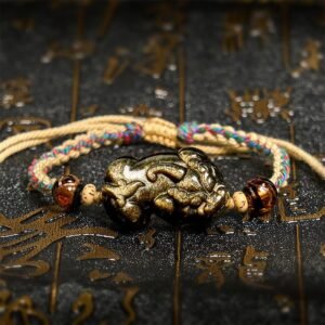 For When You Need Quiet Warmth | Gold Sheen Obsidian PiXiu Rope Bracelet