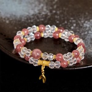 Strawberry Quartz & Crystal Bracelet | Your Quiet Daily Anchor for Soft Joy | AetherFate