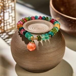 🔮 Tourmaline Yanyuan Agate Peach Positive Bracelet | Your Quiet Daily Anchor for Steady Presence | AetherFate