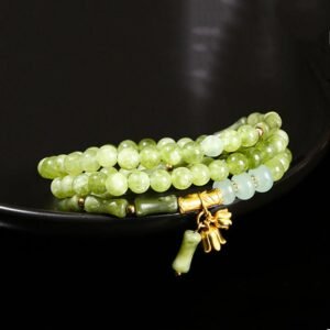 Retro Multilayer Lily of the Valley Bamboo Green Chalcedony Strength Bracelet | Your Quiet Daily Anchor for Quiet Presence | AetherFate
