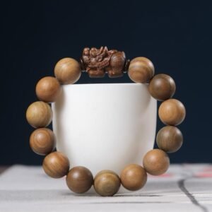 For When You Need Quiet Presence | Green Sandalwood Pixiu Attract Bracelet