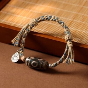 For When You Need Quiet Presence | Handmade Tibetan Dzi Bead Braided String Bracelet