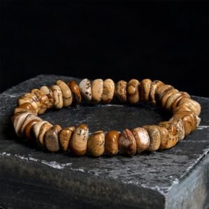 Quiet Presence, Worn Daily. Picture Jasper Irregular Blocks Balance Bracelet by AetherFate
