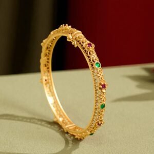 Quiet Warmth, Worn Daily. Hollow Design Copper Plated Gold Flower Bracelet Bangle by AetherFate