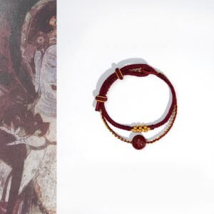 Gentle Warmth, Worn Daily. Peach Blossom Knot Cinnabar Beads Eight-strand Braid Blessing Bracelet by AetherFate