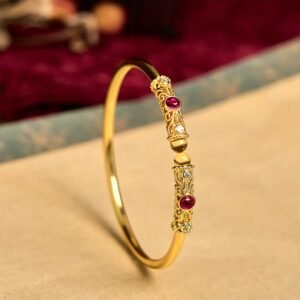 🔮 Golden Flower Pattern Red Zircon Amber Copper Cuff Bracelet Bangle | Your Quiet Daily Anchor for Quiet Warmth | AetherFate