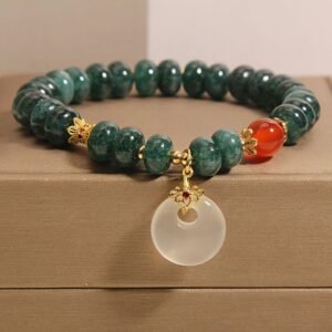 For When You Need Quiet Wisdom | Blue Jade Beads Peace Buckle Prosperity Bracelet